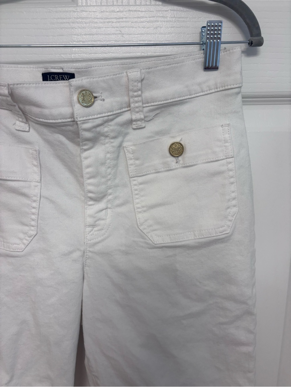 J. Crew Full length Slim White Wide Leg Jeans in white - Picture 3 of 15